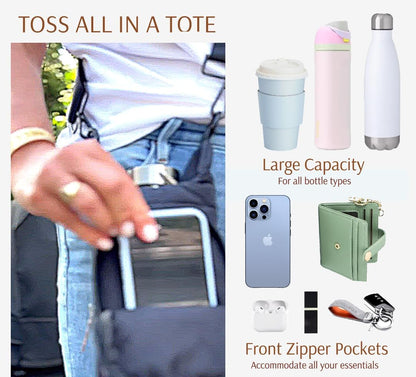 Original Crossbody Water Bottle Holder Bag with Strap.Stylish Puffer Bag.Pockets for Phone & Accessories.BEST GIFT