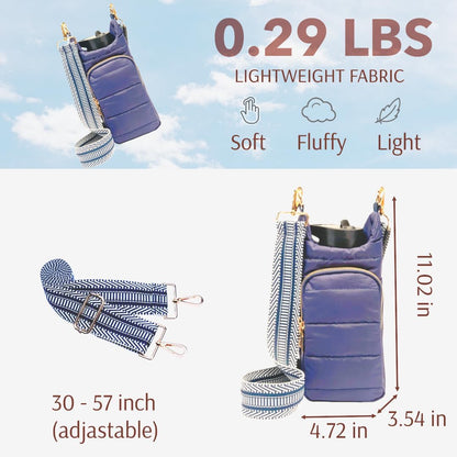 Original Crossbody Water Bottle Holder Bag with Strap.Stylish Puffer Bag.Pockets for Phone & Accessories.BEST GIFT