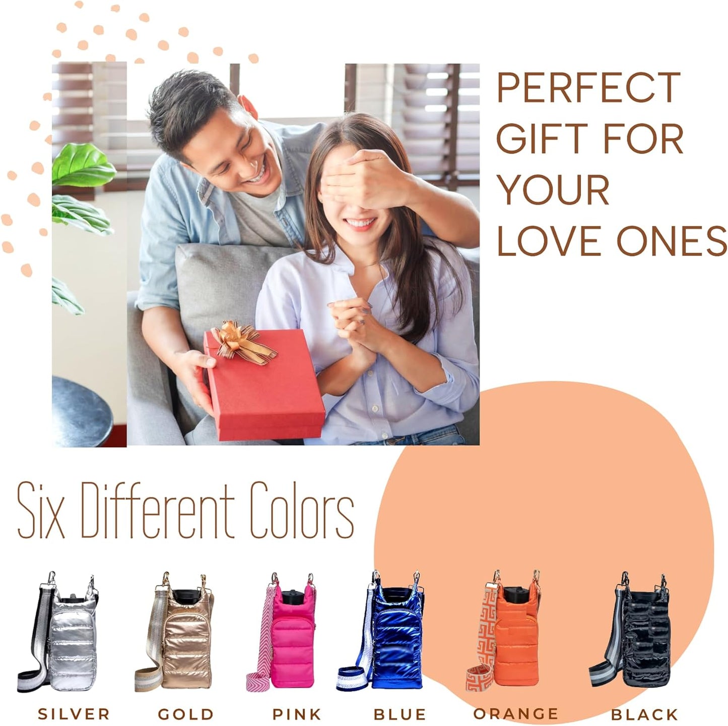 Original Crossbody Water Bottle Holder Bag with Strap.Stylish Puffer Bag.Pockets for Phone & Accessories.BEST GIFT