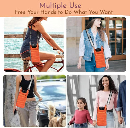Original Crossbody Water Bottle Holder Bag with Strap.Stylish Puffer Bag.Pockets for Phone & Accessories.BEST GIFT