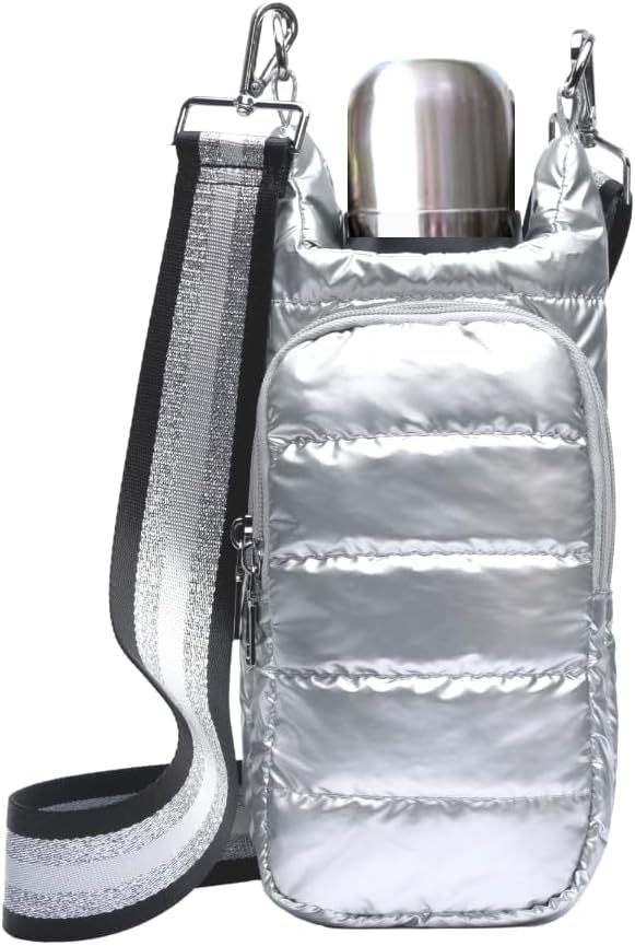 Original Crossbody Water Bottle Holder Bag with Strap.Stylish Puffer Bag.Pockets for Phone & Accessories.BEST GIFT