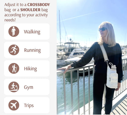 Original Crossbody Water Bottle Holder Bag with Strap.Stylish Puffer Bag.Pockets for Phone & Accessories.BEST GIFT