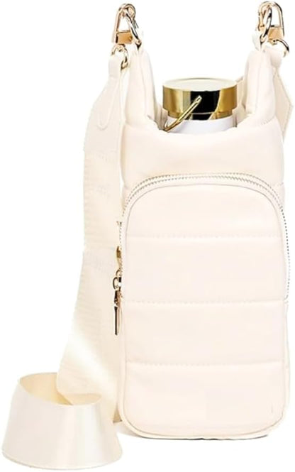 Original Crossbody Water Bottle Holder Bag with Strap.Stylish Puffer Bag.Pockets for Phone & Accessories.BEST GIFT