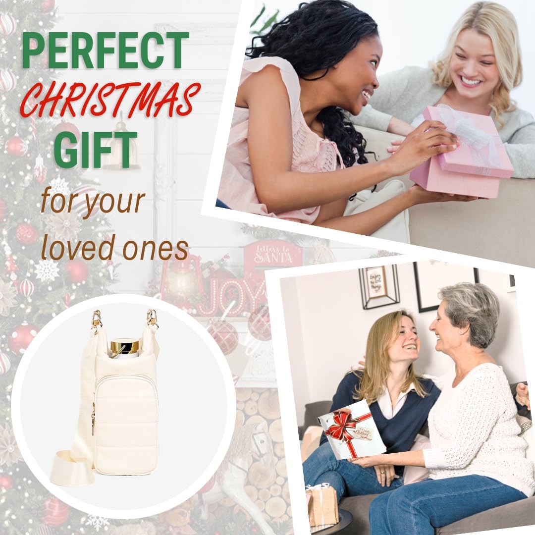 Original Crossbody Water Bottle Holder Bag with Strap.Stylish Puffer Bag.Pockets for Phone & Accessories.BEST GIFT
