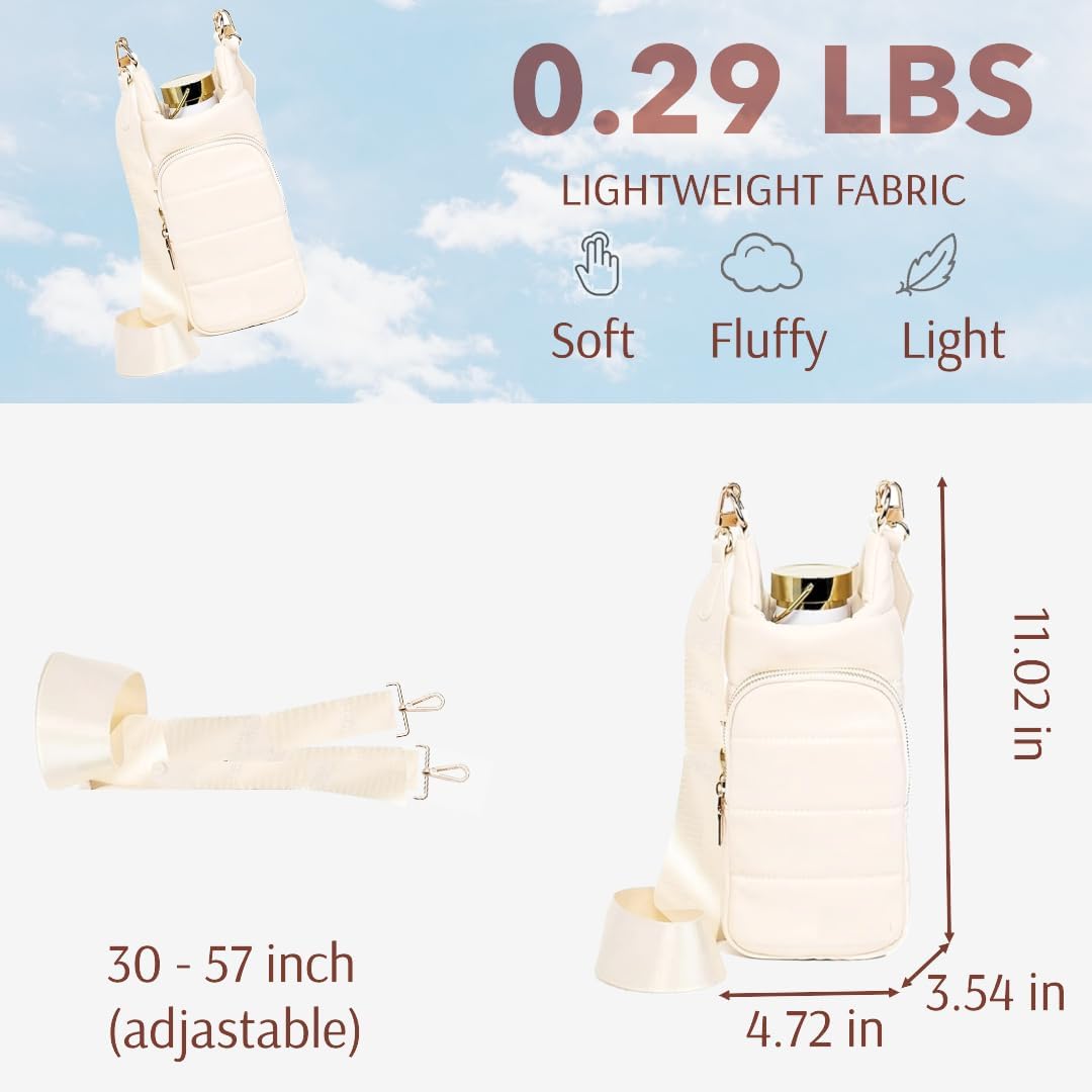 Original Crossbody Water Bottle Holder Bag with Strap.Stylish Puffer Bag.Pockets for Phone & Accessories.BEST GIFT