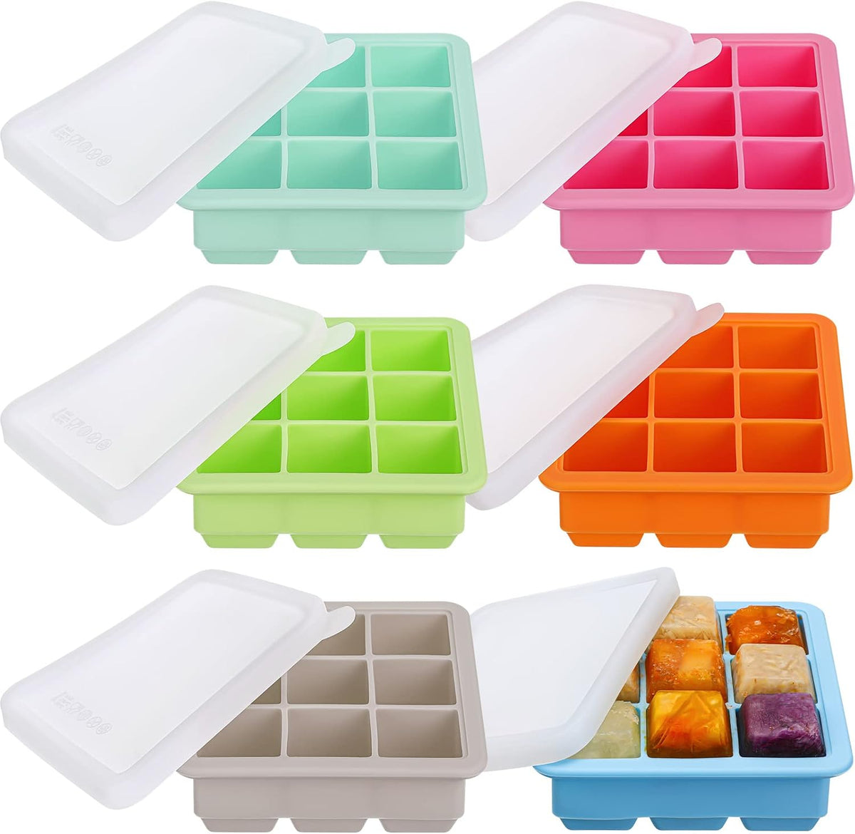 Silicone Baby Food Storage Containers with Lids, Freezer Trays