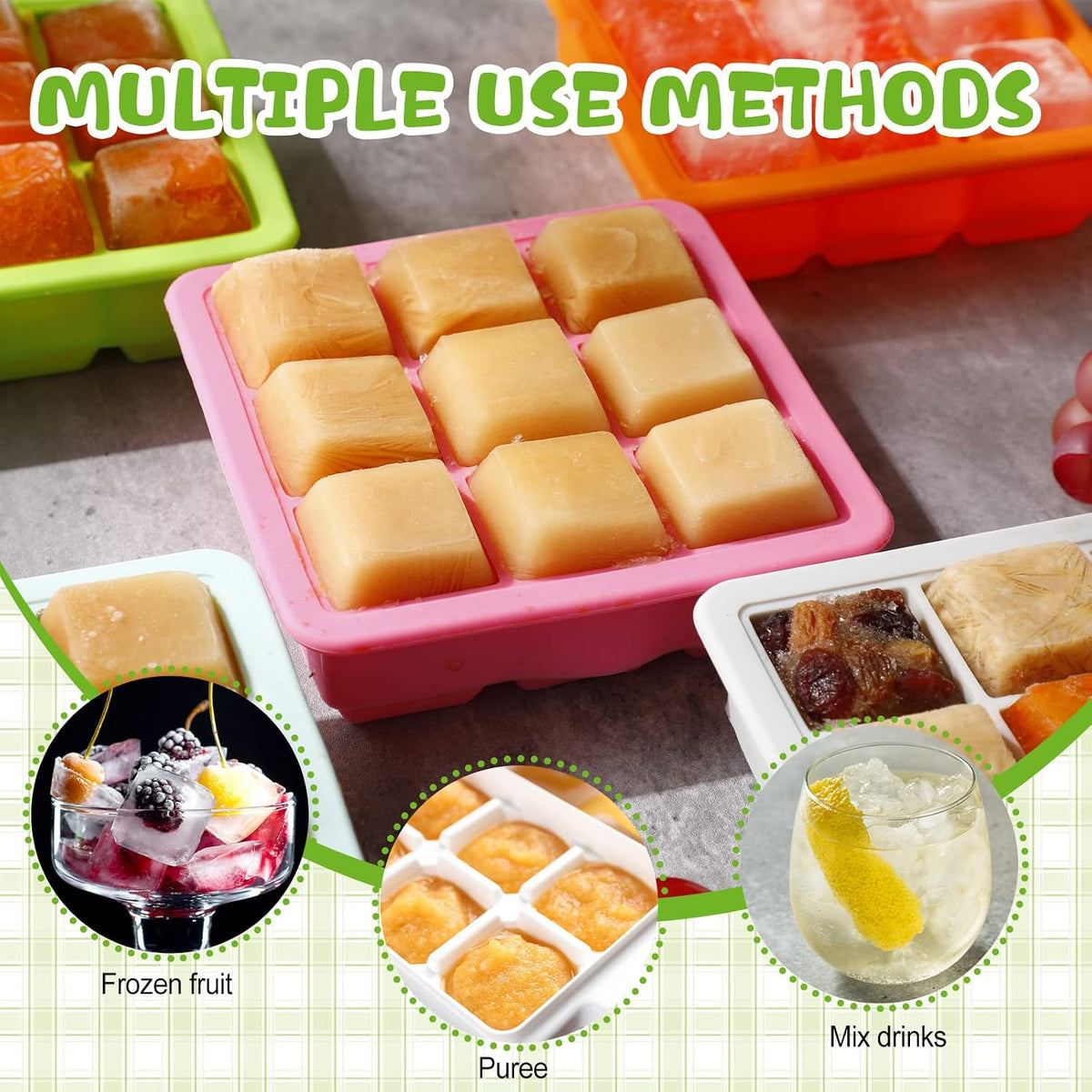 Silicone Baby Food Storage Containers with Lids, Freezer Trays