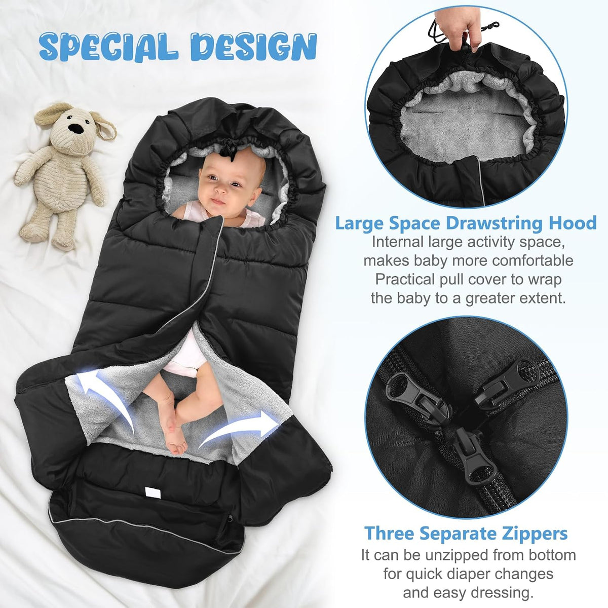 Stroller Footmuff Universal, Weatherproof and Windproof Baby Bunting Bag
