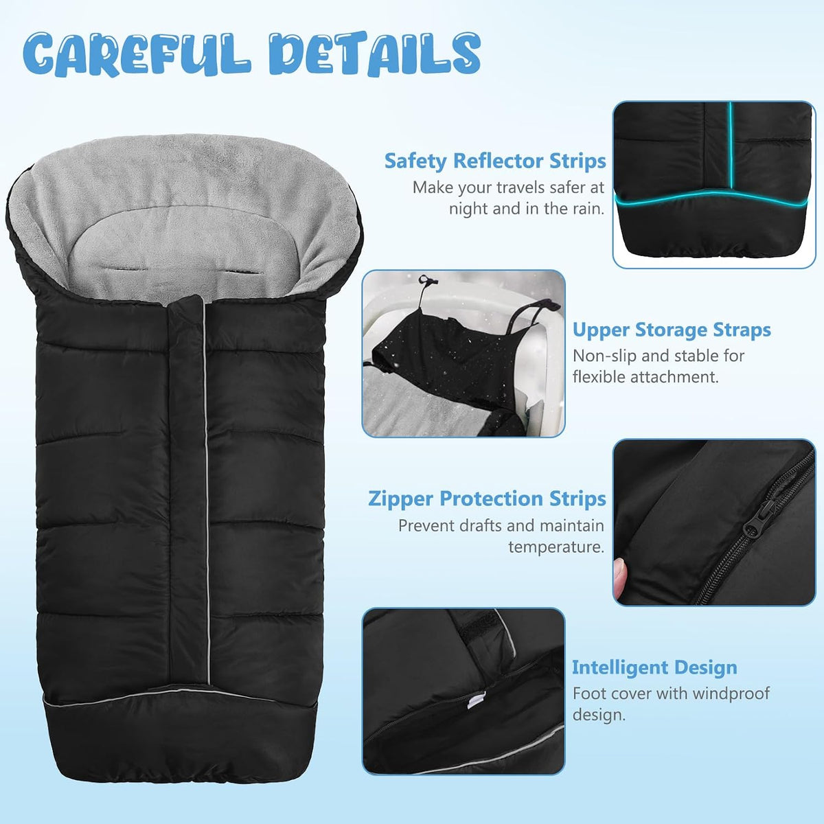 Stroller Footmuff Universal, Weatherproof and Windproof Baby Bunting Bag