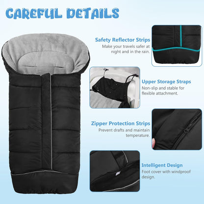 Stroller Footmuff Universal, Weatherproof and Windproof Baby Bunting Bag