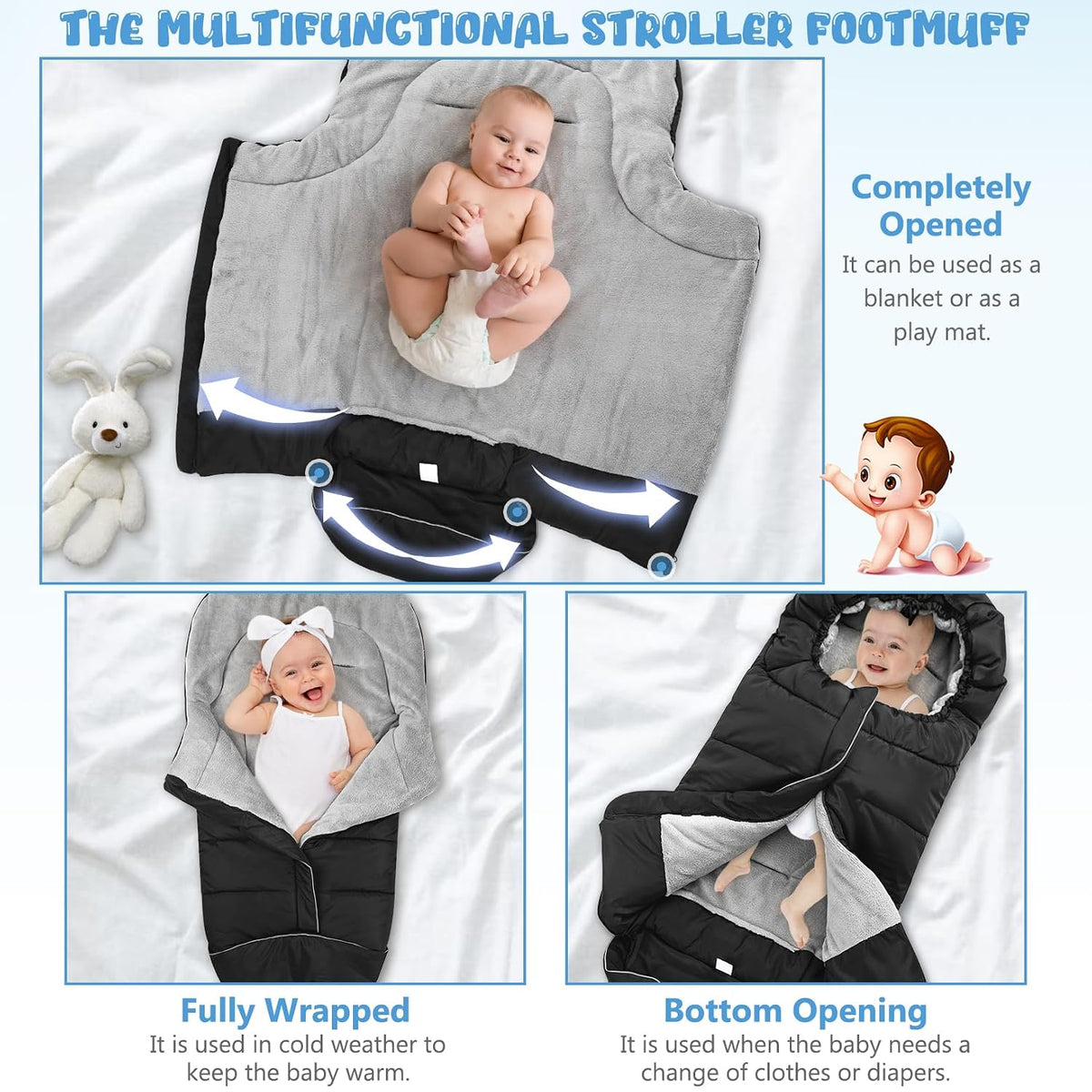 Stroller Footmuff Universal, Weatherproof and Windproof Baby Bunting Bag