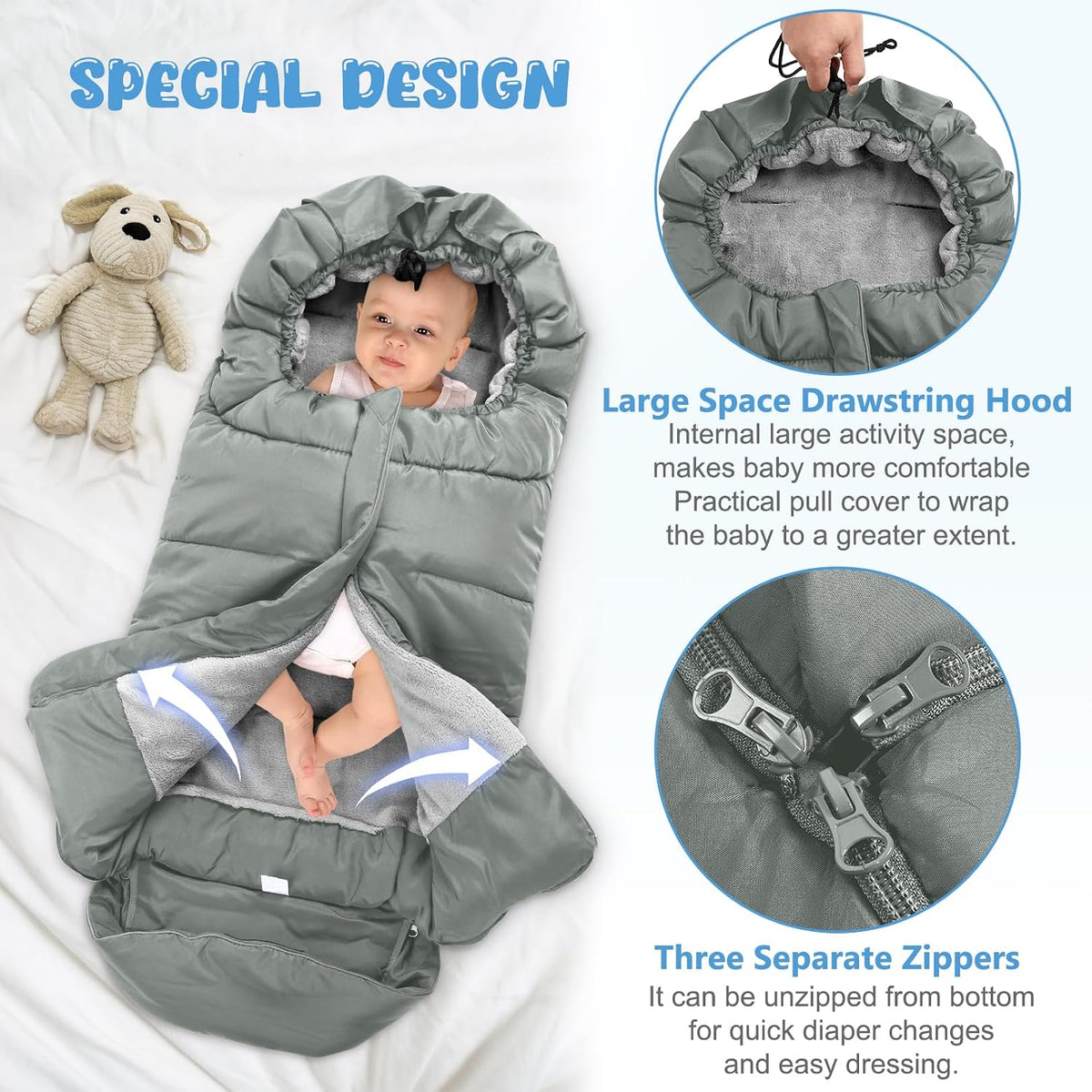 Stroller Footmuff Universal, Weatherproof and Windproof Baby Bunting Bag