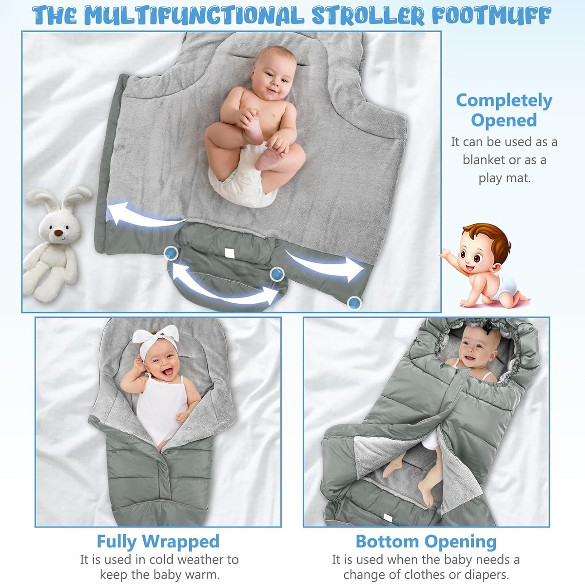 Stroller Footmuff Universal, Weatherproof and Windproof Baby Bunting Bag