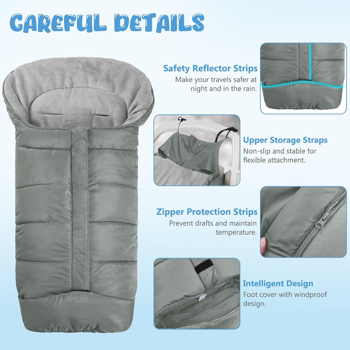Stroller Footmuff Universal, Weatherproof and Windproof Baby Bunting Bag
