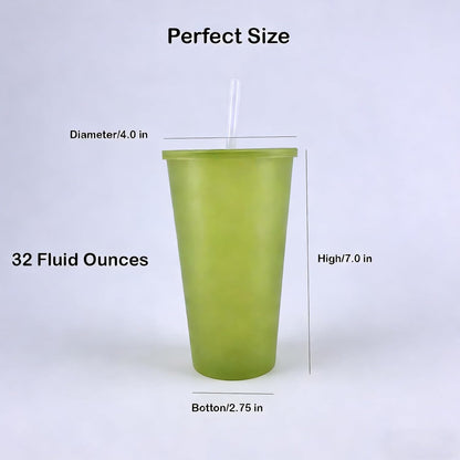 24 oz Cup with Lid Straw set of 8, Reusable Plastic Tumbler Vibrant | Coffee, BPA Free, Food Grade PP, Leak-Proof Lid, Unbreakable, Lightweight, Elderly Kids Safe, Kitchen Party Camping Outdoor