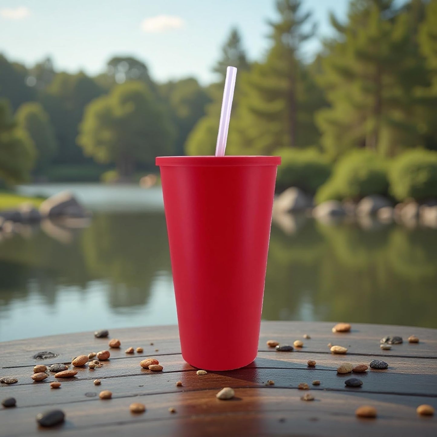 24 oz Cup with Lid Straw set of 8, Reusable Plastic Tumbler Vibrant | Coffee, BPA Free, Food Grade PP, Leak-Proof Lid, Unbreakable, Lightweight, Elderly Kids Safe, Kitchen Party Camping Outdoor