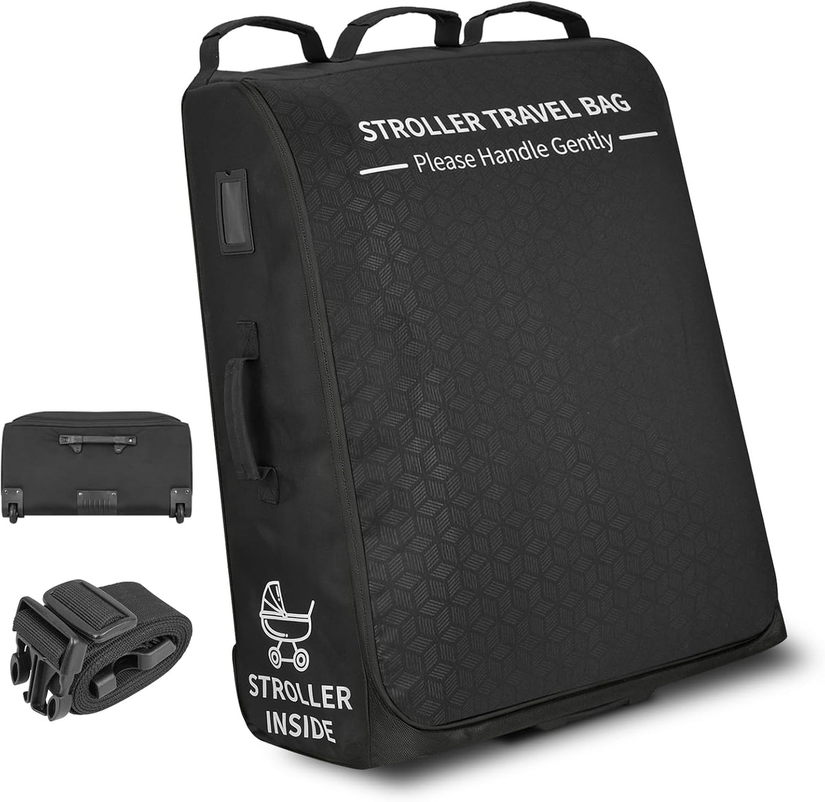 Padded Stroller Travel Bag with Wheels for Airplane Gate Check,Travel Storage Bag Compatible with UPPAbaby Vista V2 & Cruz V2 (Remove Rear Wheels),Includes Inner Wheel Bag and Storage Pocket