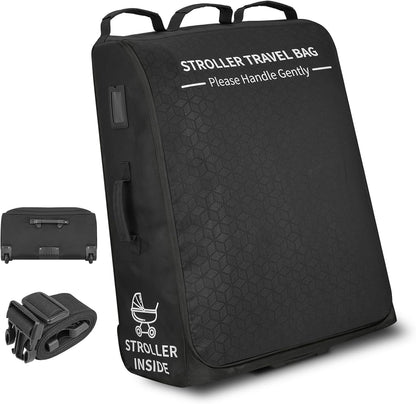 Padded Stroller Travel Bag with Wheels for Airplane Gate Check,Travel Storage Bag Compatible with UPPAbaby Vista V2 & Cruz V2 (Remove Rear Wheels),Includes Inner Wheel Bag and Storage Pocket