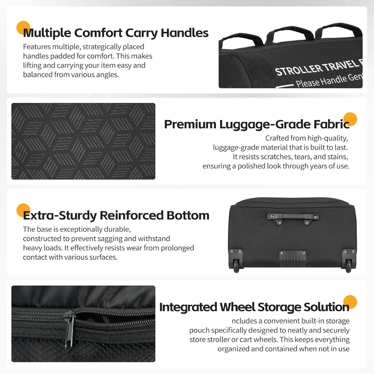 Padded Stroller Travel Bag with Wheels for Airplane Gate Check,Travel Storage Bag Compatible with UPPAbaby Vista V2 & Cruz V2 (Remove Rear Wheels),Includes Inner Wheel Bag and Storage Pocket