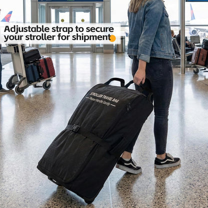 Padded Stroller Travel Bag with Wheels for Airplane Gate Check,Travel Storage Bag Compatible with UPPAbaby Vista V2 & Cruz V2 (Remove Rear Wheels),Includes Inner Wheel Bag and Storage Pocket