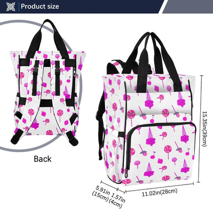 Diaper Bag Backpack, Multifunction Travel Bag for Moms Dads, Baby Changing Bag with Insulted Pockets, Stroller Straps and Side Bottle Pockets Colorful Treats Design