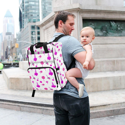 Diaper Bag Backpack, Multifunction Travel Bag for Moms Dads, Baby Changing Bag with Insulted Pockets, Stroller Straps and Side Bottle Pockets Colorful Treats Design
