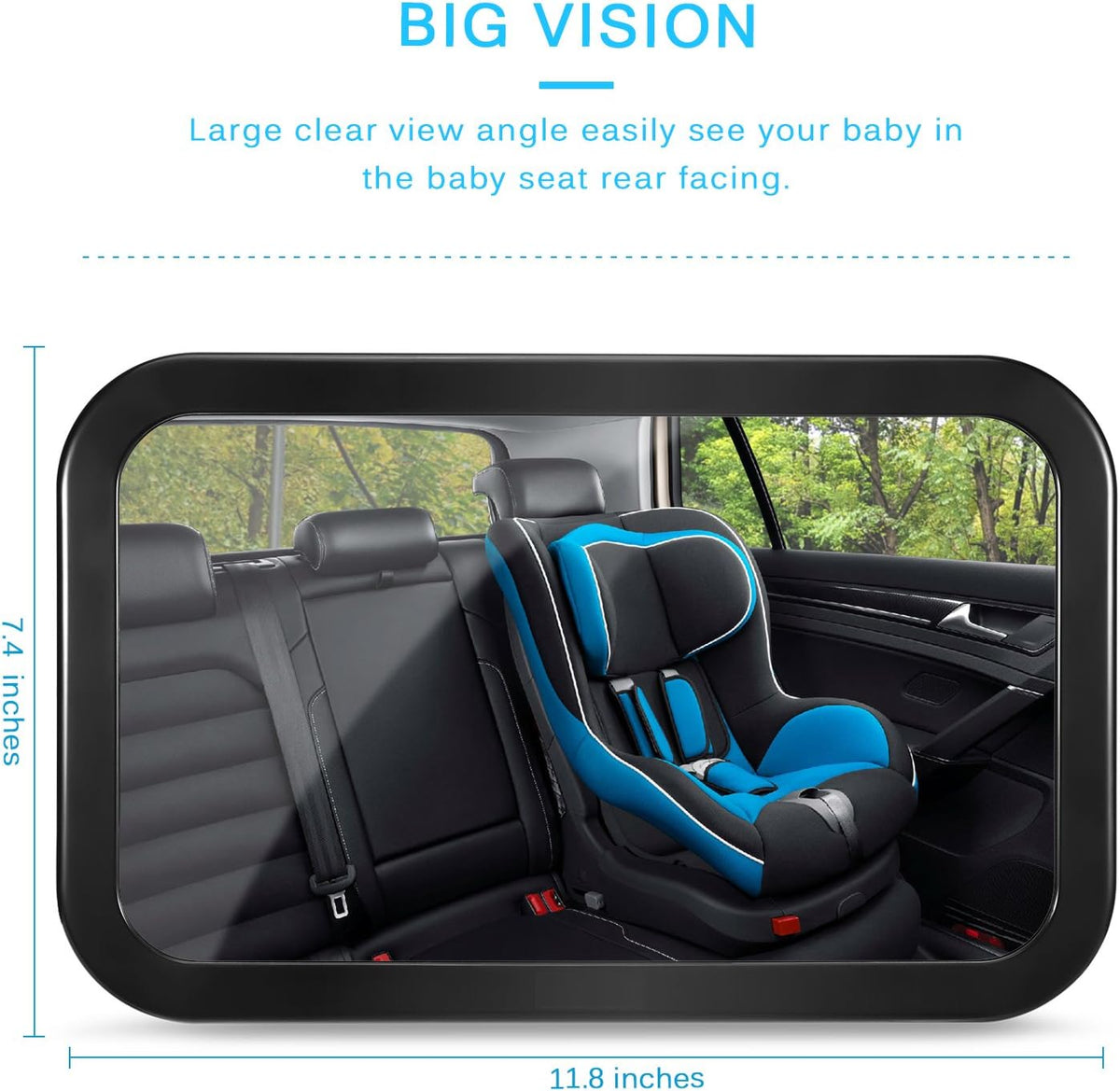 Baby Car Mirror, Car Seat Mirror, Safely Monitor Infant Child in Rear Facing Cars Seat, Wide View Shatterproof Adjustable Acrylic 360°for Backseat, Crash Tested and Certified for Safety