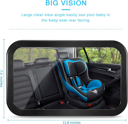 Baby Car Mirror, Car Seat Mirror, Safely Monitor Infant Child in Rear Facing Cars Seat, Wide View Shatterproof Adjustable Acrylic 360°for Backseat, Crash Tested and Certified for Safety