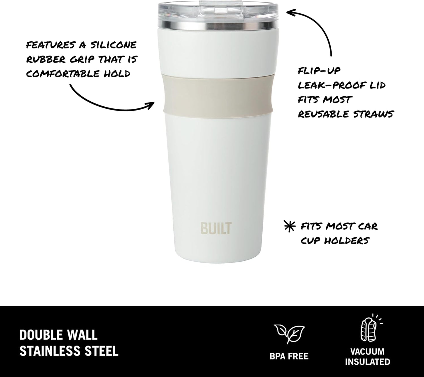 24 oz Stainless Steel Vacuum Insulated Tumbler - Sage Green Double Wall Travel Cup, Keeps Drinks Cold 24 Hours or Hot 8 Hours, Leak Proof Lid with Flip Straw, Silicone Grip