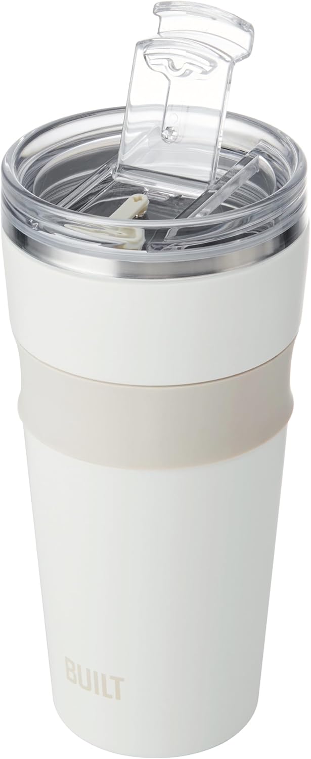 24 oz Stainless Steel Vacuum Insulated Tumbler - Sage Green Double Wall Travel Cup, Keeps Drinks Cold 24 Hours or Hot 8 Hours, Leak Proof Lid with Flip Straw, Silicone Grip