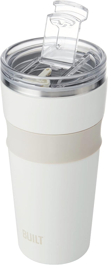 24 oz Stainless Steel Vacuum Insulated Tumbler - Sage Green Double Wall Travel Cup, Keeps Drinks Cold 24 Hours or Hot 8 Hours, Leak Proof Lid with Flip Straw, Silicone Grip