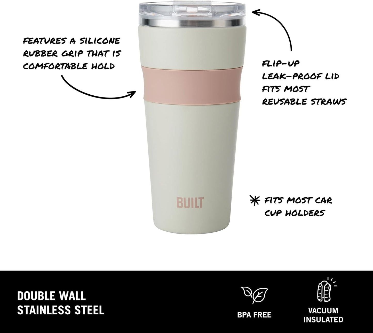 24 oz Stainless Steel Vacuum Insulated Tumbler - Sage Green Double Wall Travel Cup, Keeps Drinks Cold 24 Hours or Hot 8 Hours, Leak Proof Lid with Flip Straw, Silicone Grip