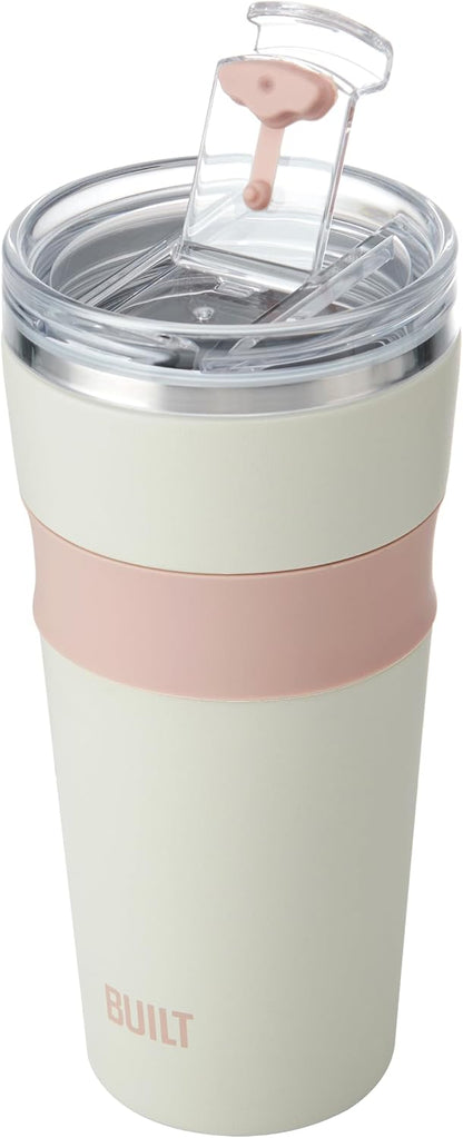 24 oz Stainless Steel Vacuum Insulated Tumbler - Sage Green Double Wall Travel Cup, Keeps Drinks Cold 24 Hours or Hot 8 Hours, Leak Proof Lid with Flip Straw, Silicone Grip