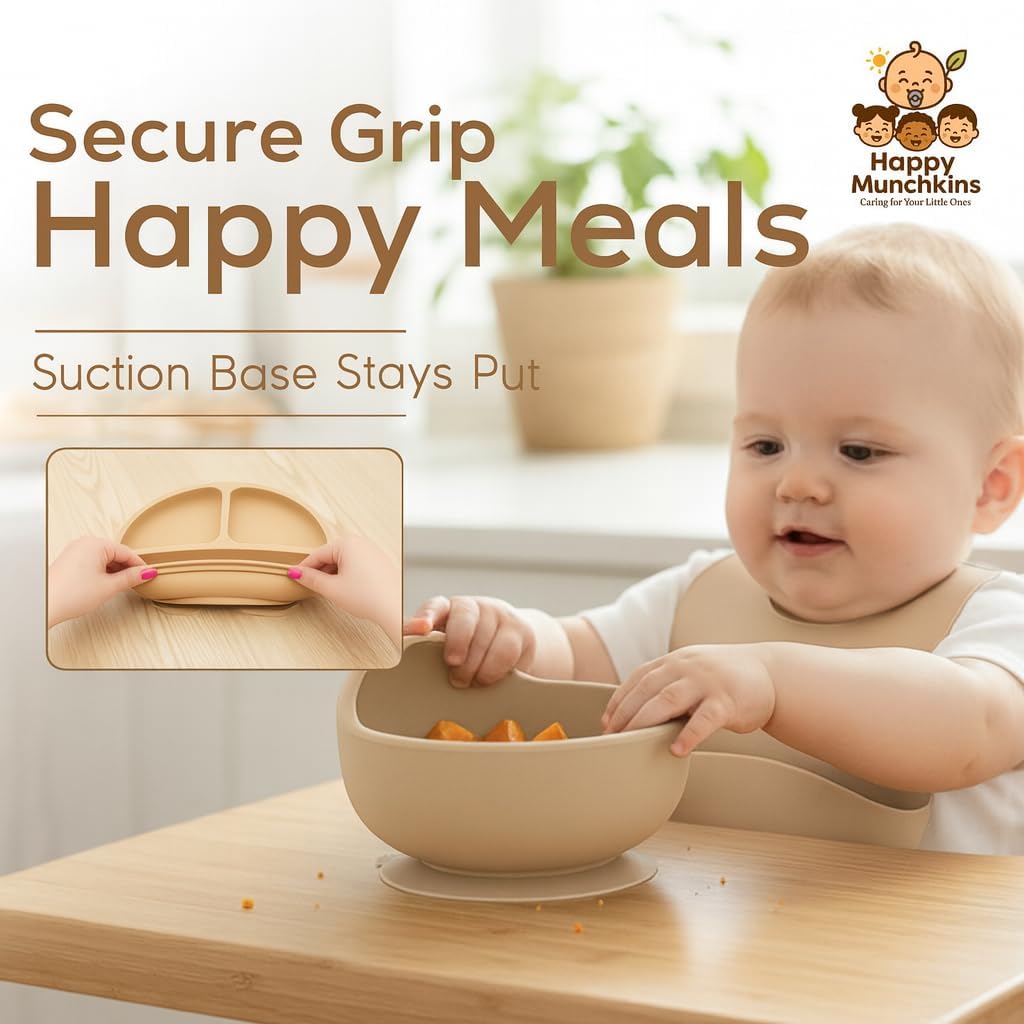 Silicone Baby Feeding Set | 9 PCS Baby Led Weaning Supplies Feeding Utensils | Divided Suction Plate Bowl Bib Cup Baby Spoons Forks | Toddler Eating Essentials-6+ Months (Pink)