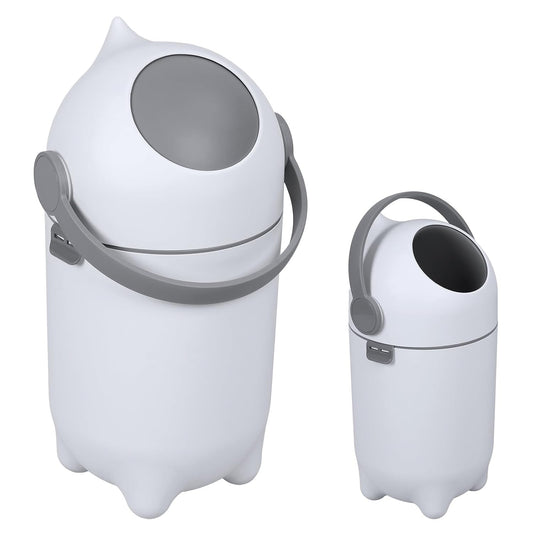 Diaper Pail Odor Control Bin, Large Capacity Diaper Disposal Container, Plastic 15L Holds 16 Diapers Airtight Lid, with Odor Blocking Baffle for Home Nursery Room Living Room White