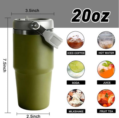 30 oz Tumbler with Handle and Straw Lid, Double Walled Vacuum Insulated Water Bottle Leakproof Tumbler Travel Coffee Mug Thermal Cup, Cupholder Friendly for Office, Home, Sport, Black