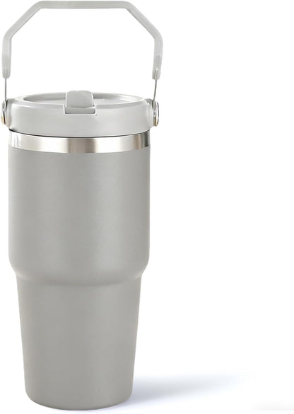 30 oz Tumbler with Handle and Straw Lid, Double Walled Vacuum Insulated Water Bottle Leakproof Tumbler Travel Coffee Mug Thermal Cup, Cupholder Friendly for Office, Home, Sport, Black