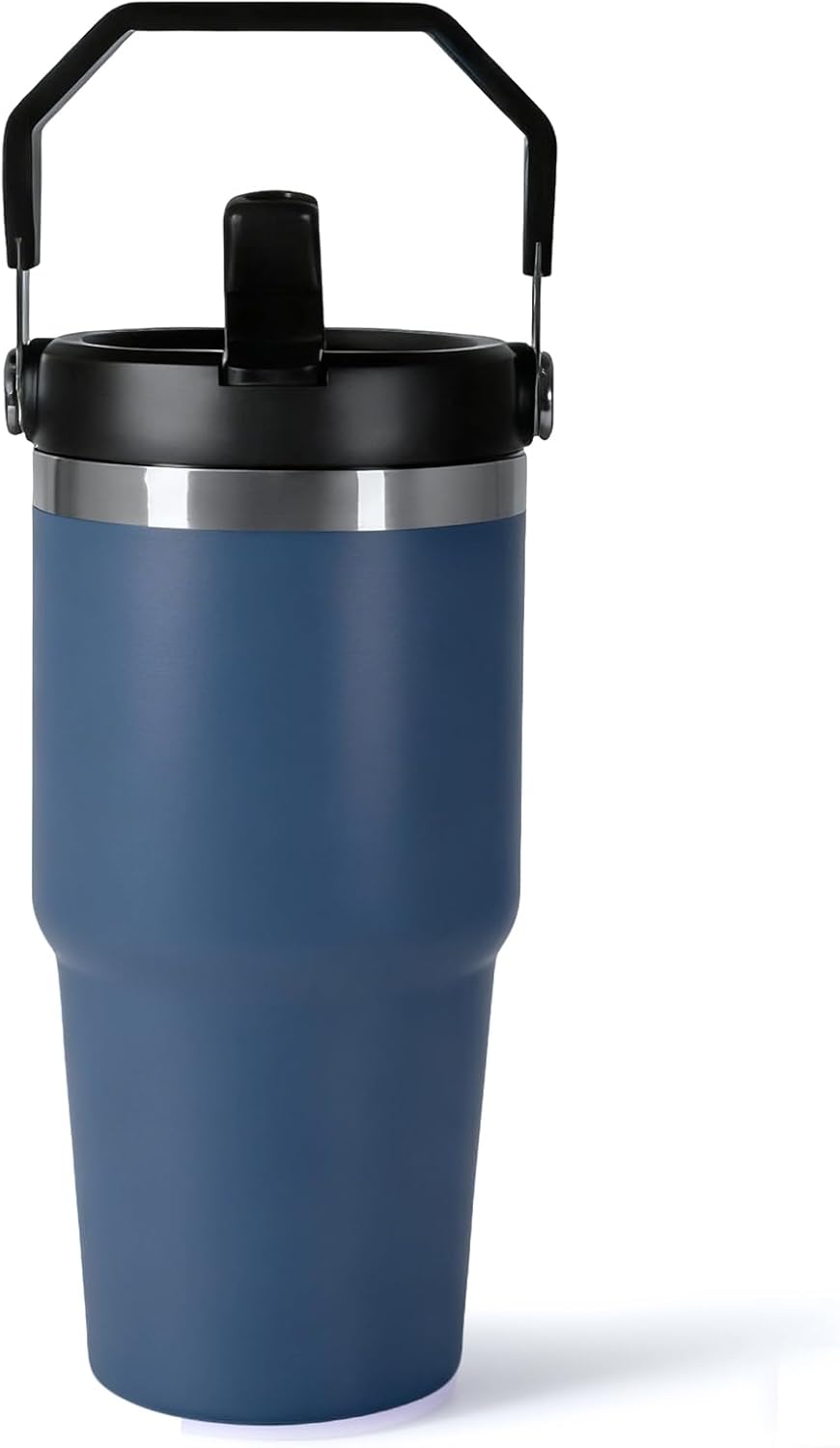 30 oz Tumbler with Handle and Straw Lid, Double Walled Vacuum Insulated Water Bottle Leakproof Tumbler Travel Coffee Mug Thermal Cup, Cupholder Friendly for Office, Home, Sport, Black