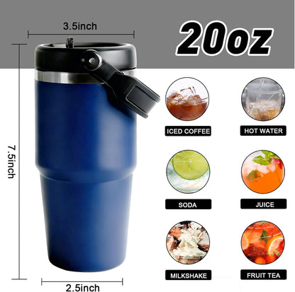 30 oz Tumbler with Handle and Straw Lid, Double Walled Vacuum Insulated Water Bottle Leakproof Tumbler Travel Coffee Mug Thermal Cup, Cupholder Friendly for Office, Home, Sport, Black