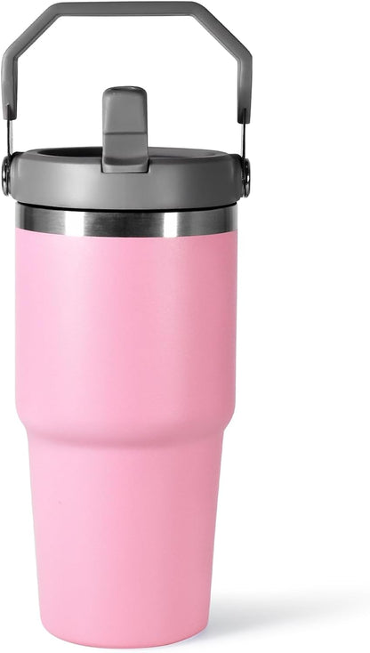 30 oz Tumbler with Handle and Straw Lid, Double Walled Vacuum Insulated Water Bottle Leakproof Tumbler Travel Coffee Mug Thermal Cup, Cupholder Friendly for Office, Home, Sport, Black