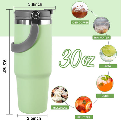 30 oz Tumbler with Handle and Straw Lid, Double Walled Vacuum Insulated Water Bottle Leakproof Tumbler Travel Coffee Mug Thermal Cup, Cupholder Friendly for Office, Home, Sport, Black