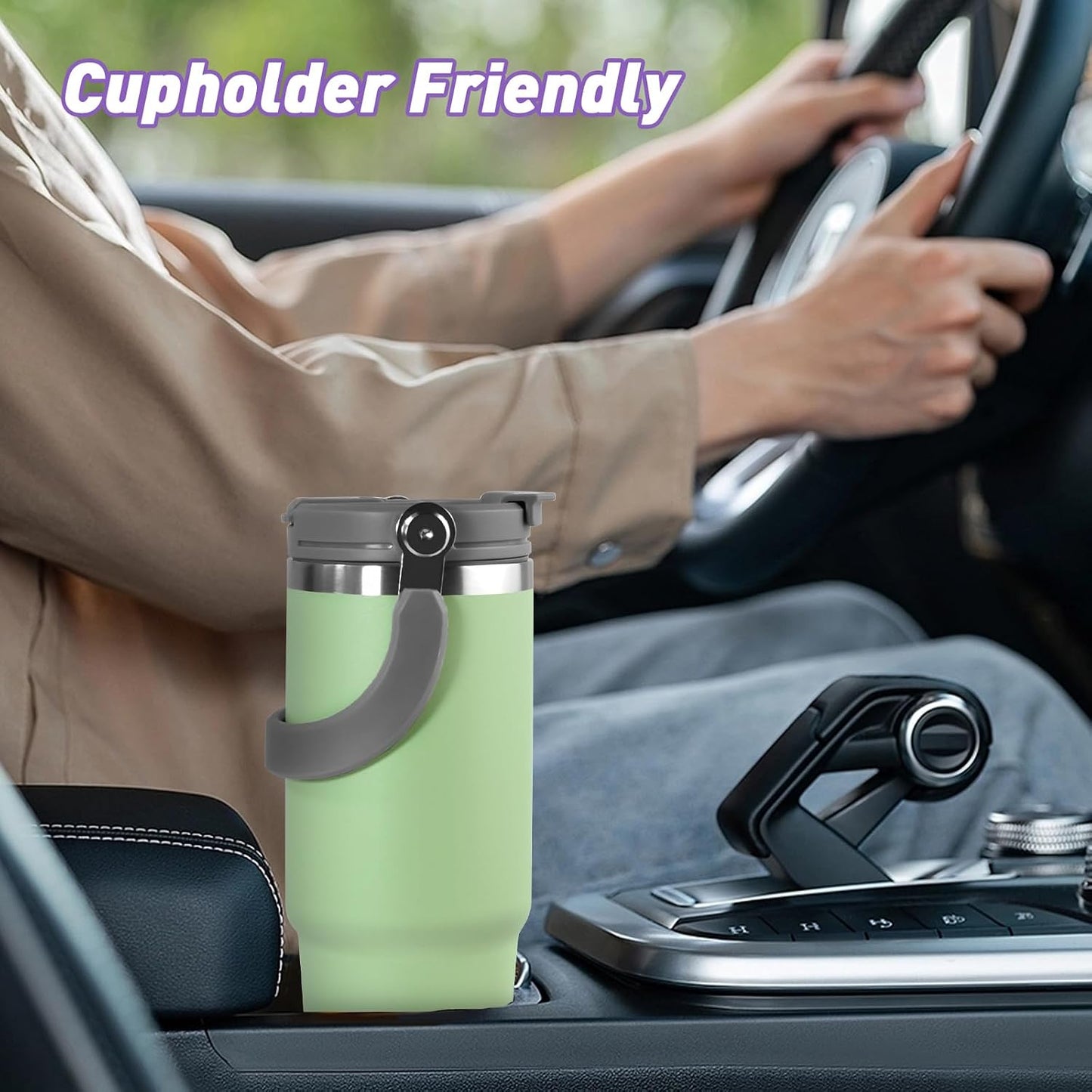 30 oz Tumbler with Handle and Straw Lid, Double Walled Vacuum Insulated Water Bottle Leakproof Tumbler Travel Coffee Mug Thermal Cup, Cupholder Friendly for Office, Home, Sport, Black