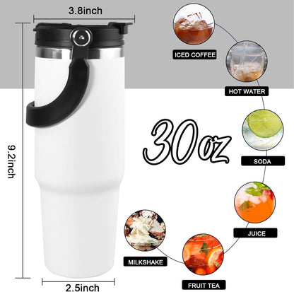 30 oz Tumbler with Handle and Straw Lid, Double Walled Vacuum Insulated Water Bottle Leakproof Tumbler Travel Coffee Mug Thermal Cup, Cupholder Friendly for Office, Home, Sport, Black
