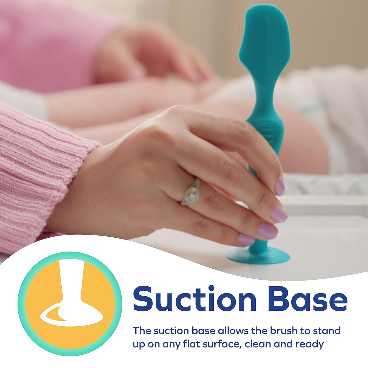 Nuby Silicone Diaper Cream Brush with Suction Base, Aqua (Pack of 2)