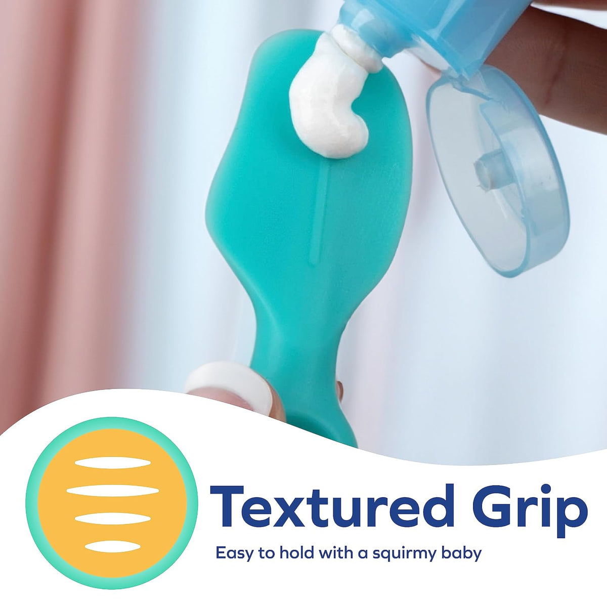 Nuby Silicone Diaper Cream Brush with Suction Base, Aqua (Pack of 2)