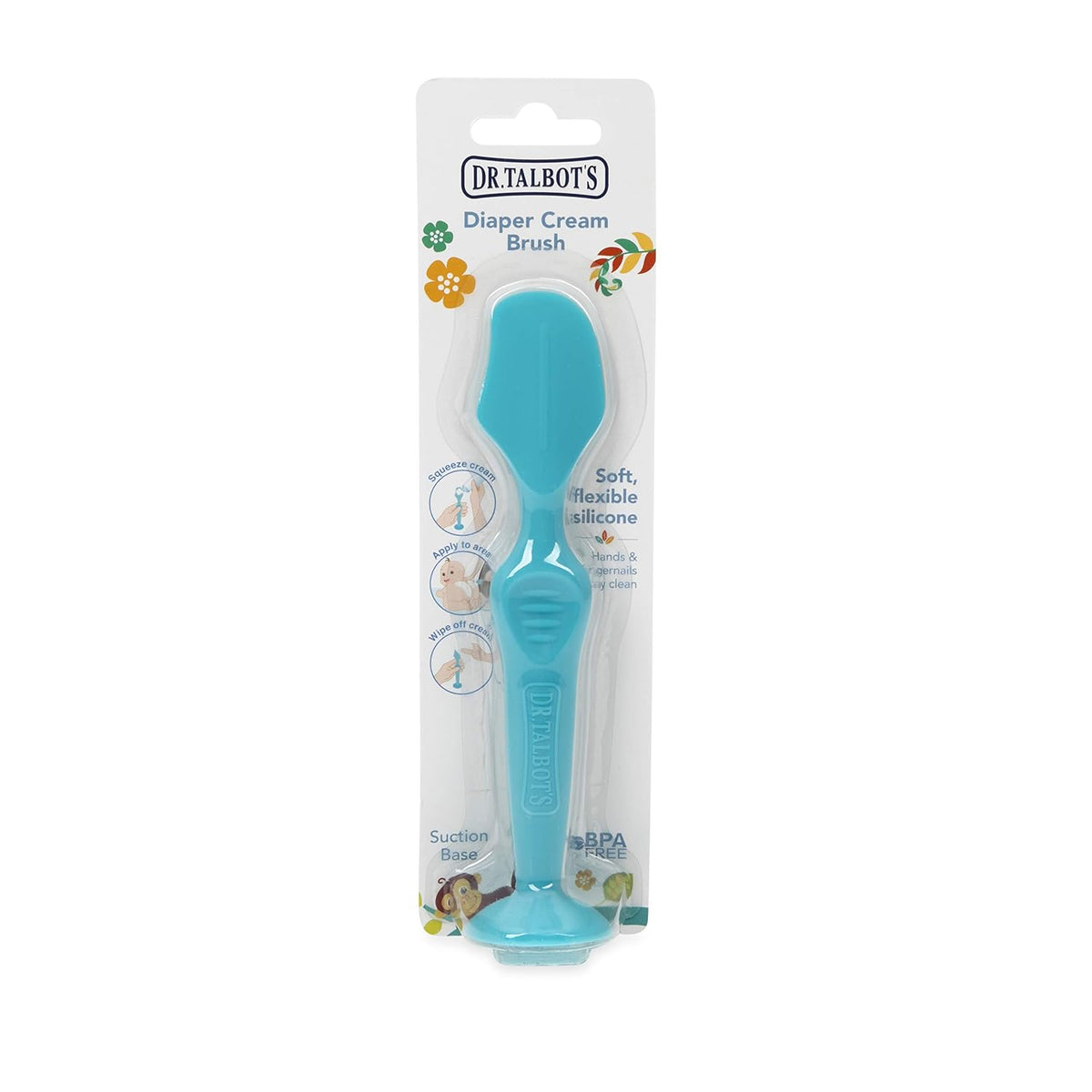 Nuby Silicone Diaper Cream Brush with Suction Base, Aqua (Pack of 2)