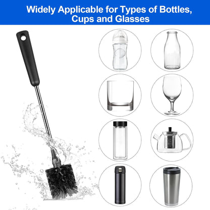 Bottle Brush Set, Long Handle Baby Bottle Brush Cleaner with Straw Brush and Lid Brush, Water Bottle Scrubber, Kitchen Scrub Cleaning Brushes for Cups, Coffee Mugs, Tumblers, Thermos