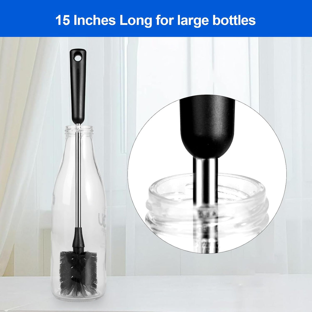 Bottle Brush Set, Long Handle Baby Bottle Brush Cleaner with Straw Brush and Lid Brush, Water Bottle Scrubber, Kitchen Scrub Cleaning Brushes for Cups, Coffee Mugs, Tumblers, Thermos