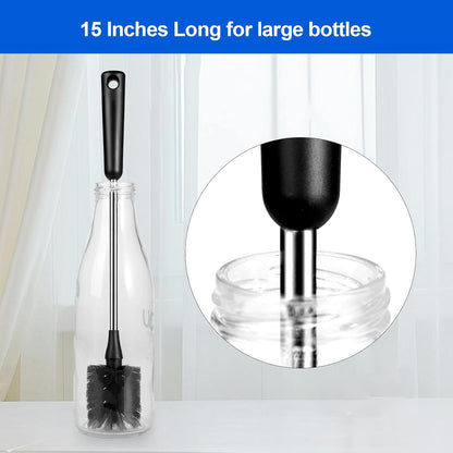 Bottle Brush Set, Long Handle Baby Bottle Brush Cleaner with Straw Brush and Lid Brush, Water Bottle Scrubber, Kitchen Scrub Cleaning Brushes for Cups, Coffee Mugs, Tumblers, Thermos