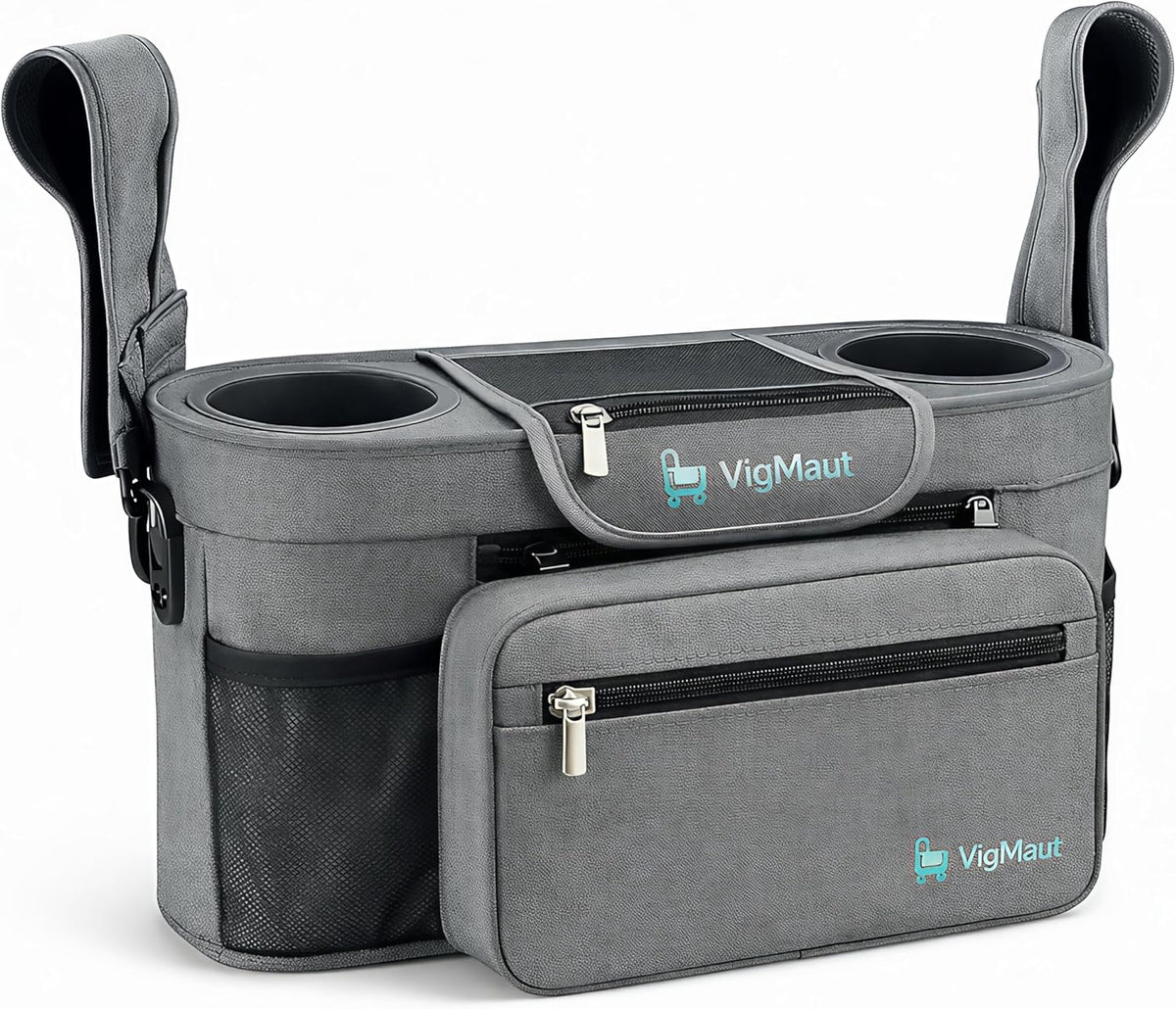 Stroller Caddy with Cup Holder – Universal Waterproof Stroller Organizer with Cup Holder for Instant Access & Hands-Free Convenience, Ideal for Travel, Daily Walks & Car Use, for Busy Parents.
